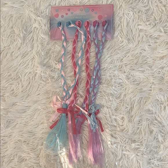 Capelli of New York Braided Hair Clip Set - Pink and Blue NWT - Picture 1 of 3